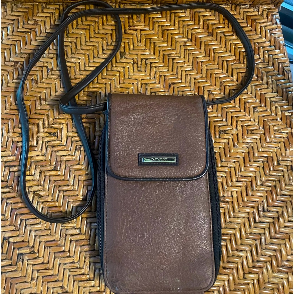 Super Brown Leather Crossbody Wallet Bag ++for ID, CC, Keys, Glasses, Etc